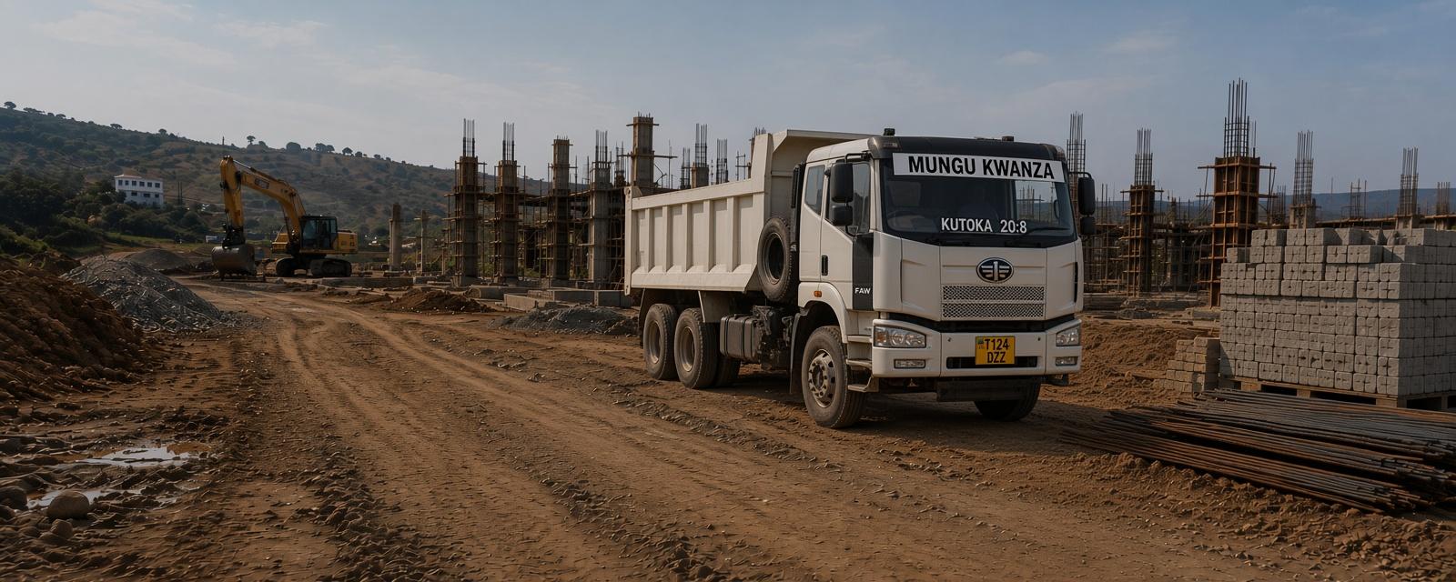Construction equipment and materials at a Jabri building site